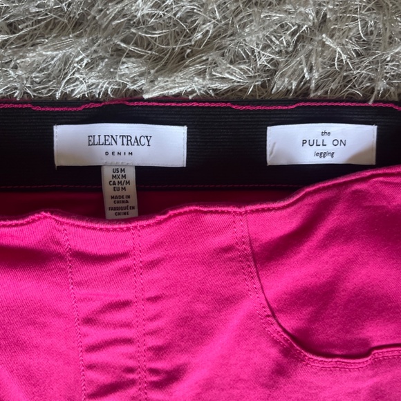 Ellen Tracy Hot Pink Denim the Pull On Legging / Skinny Pants - Picture 4 of 6